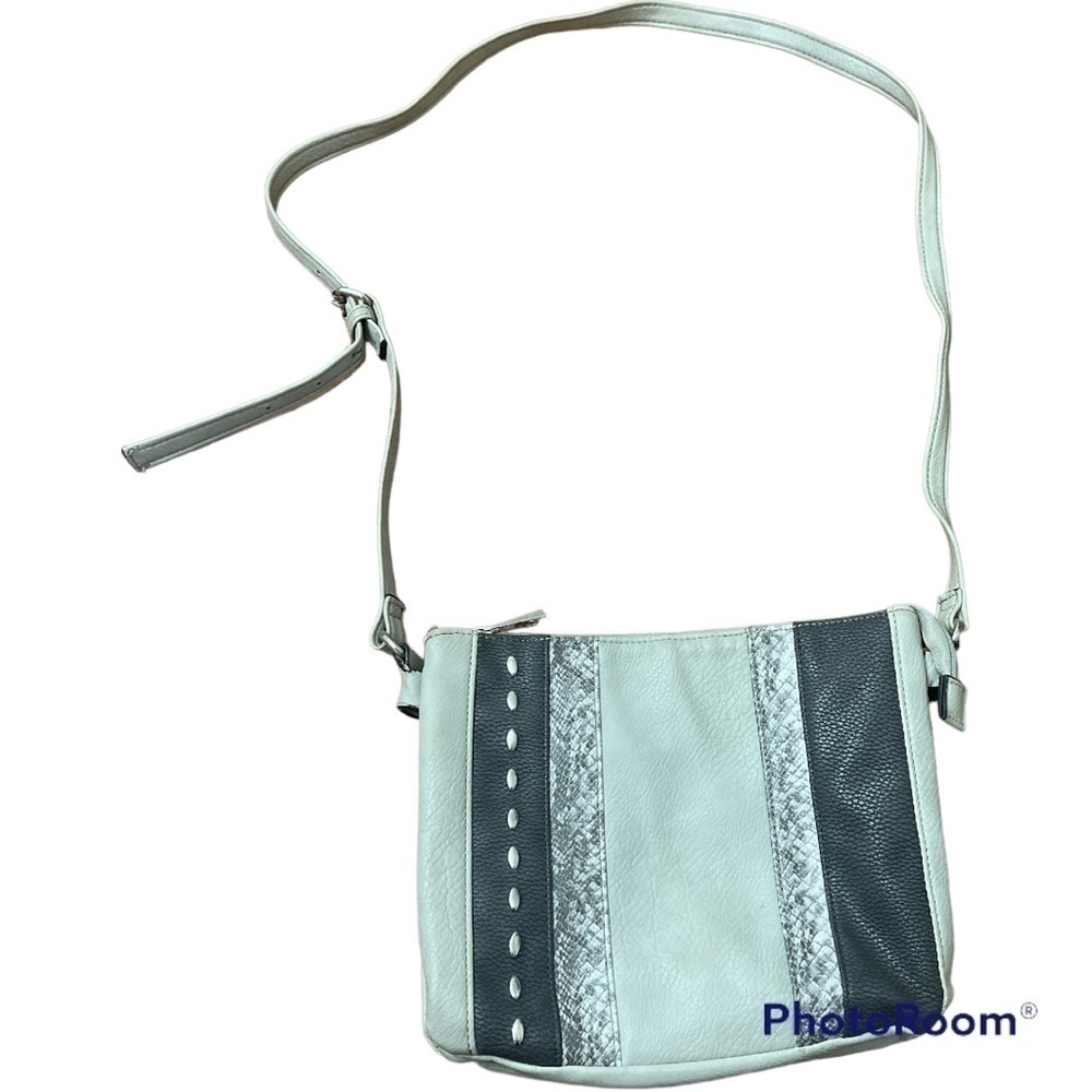 Gray Animal Print Embellished Crossbody Bag Faux Leather